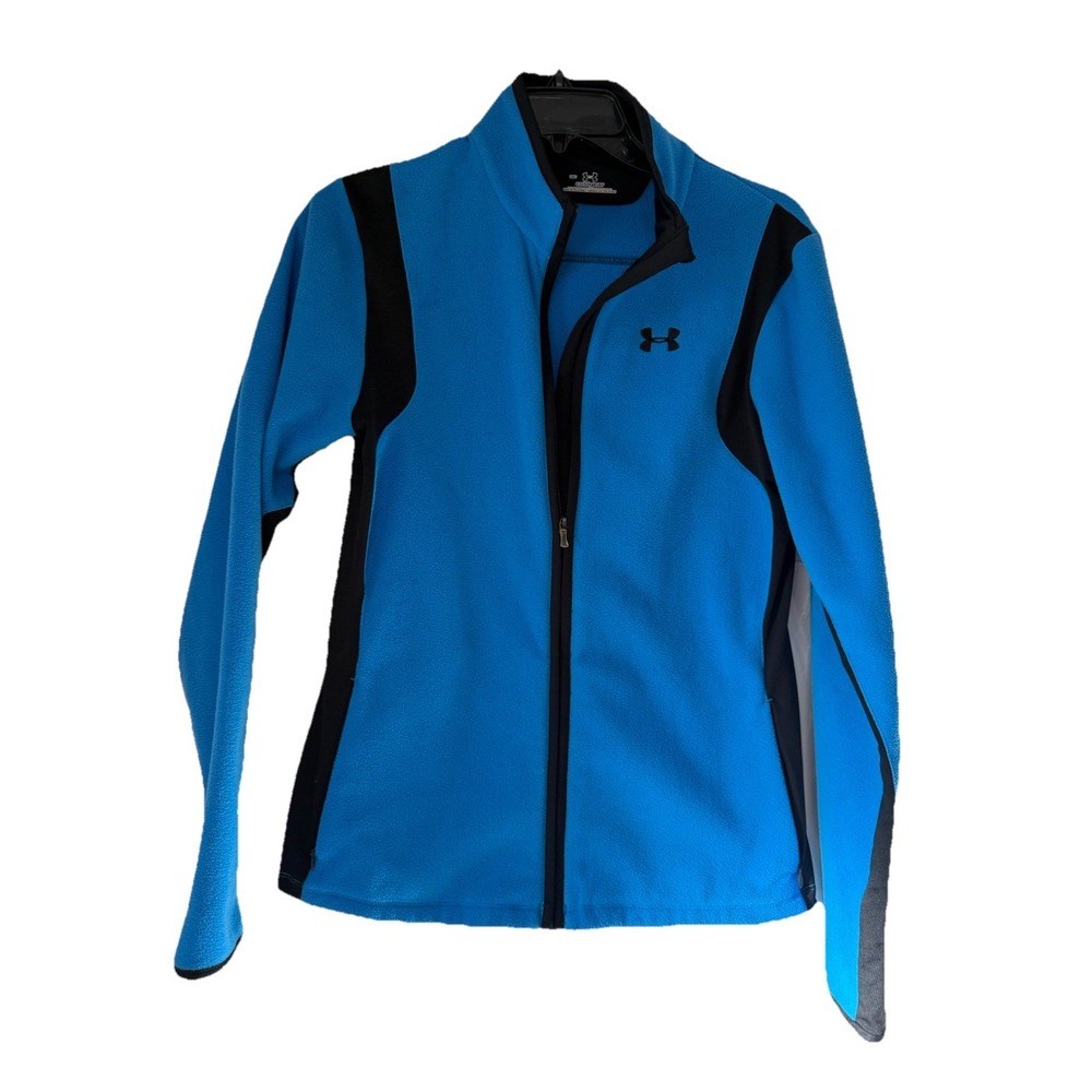 Under Armour Jacket Women's M Blue Black‎ Full Zip Polyester Fleece Mock Neck